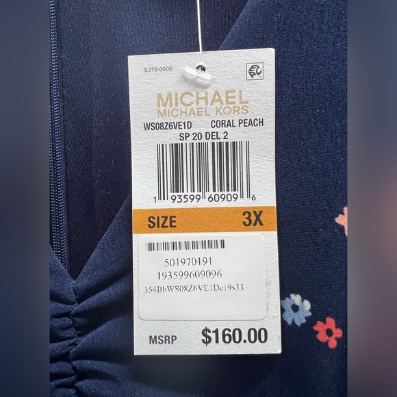 MICHAEL KORS Belted Floral Bell Sleeve V Neck Wide Leg Evening Jumpsuit Size 3X - Picture 9 of 9